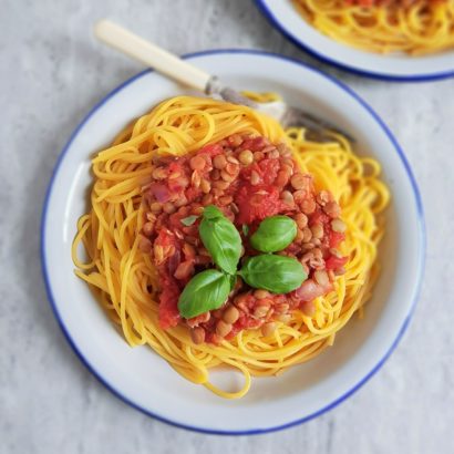 Spaghetti bolognese z soczewicą